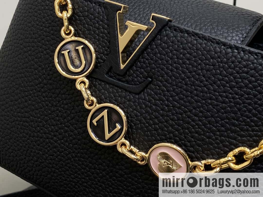 [Boutique‑grade] K00014 black full leather, chain cap that English series, personalized custom MY CAPUCINES handbag