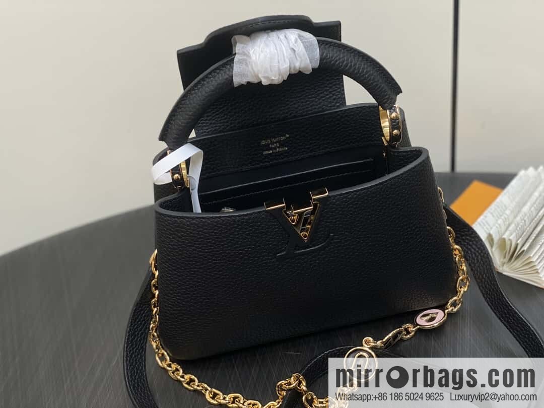 [Boutique‑grade] K00014 black full leather, chain cap that English series, personalized custom MY CAPUCINES handbag