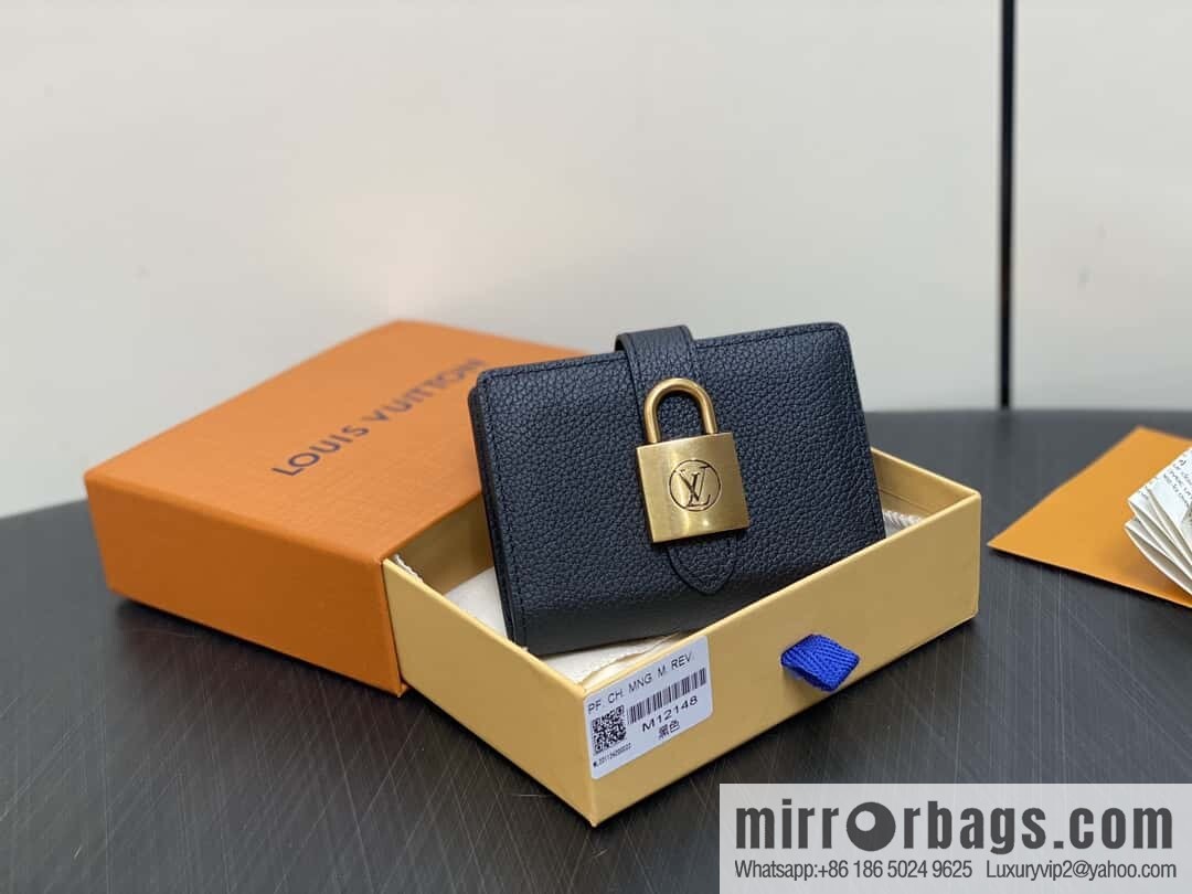[Boutique‑grade] M12148 black, full leather wallet series Portfoille Locky wallet 12148 brown M12408 black