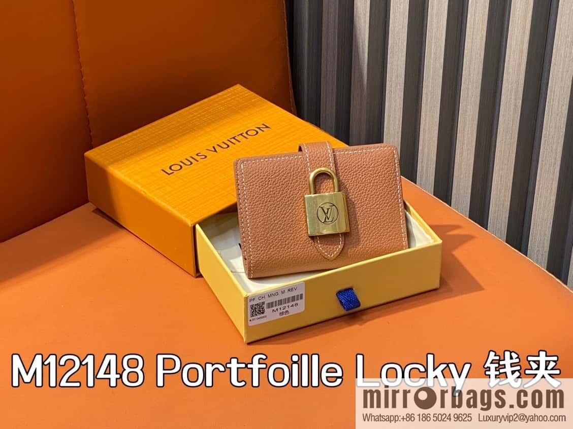 [Boutique‑grade] M12148 brown, full leather wallet series Portfoille Locky wallet 12148 brown