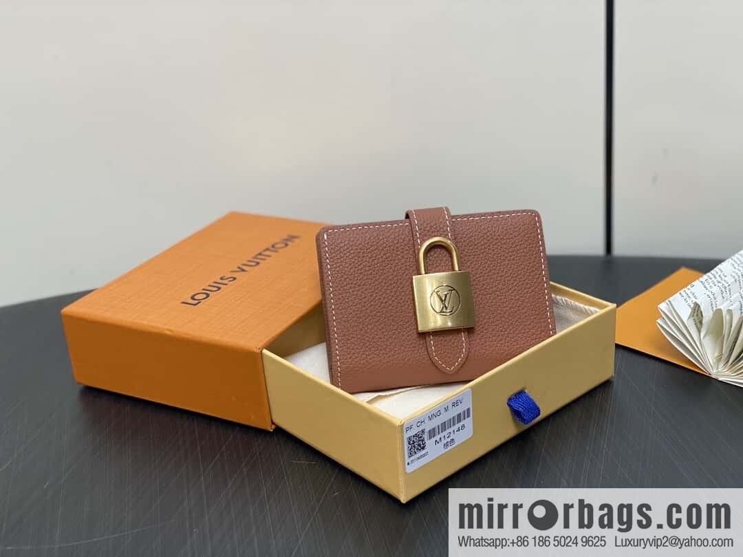 [Boutique‑grade] M12148 brown, full leather wallet series Portfoille Locky wallet 12148 brown