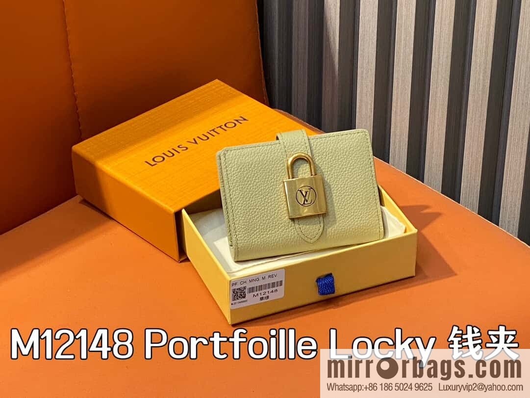 [Boutique‑grade] M12148 grass green, full leather wallet series Portfoille Locky wallet
