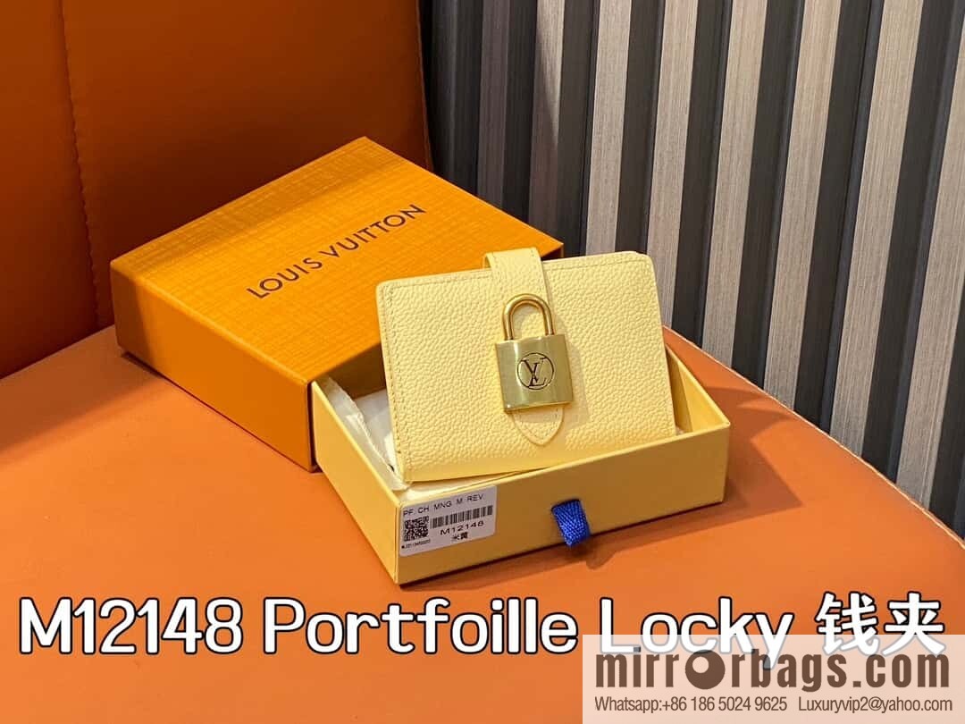 [Boutique‑grade] M12148 beige, full leather wallet series Portfoille Locky wallet