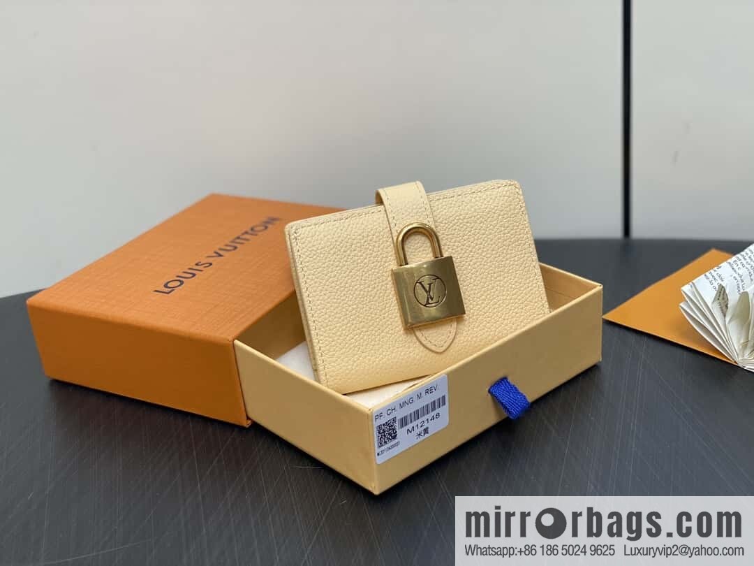 [Boutique‑grade] M12148 beige, full leather wallet series Portfoille Locky wallet