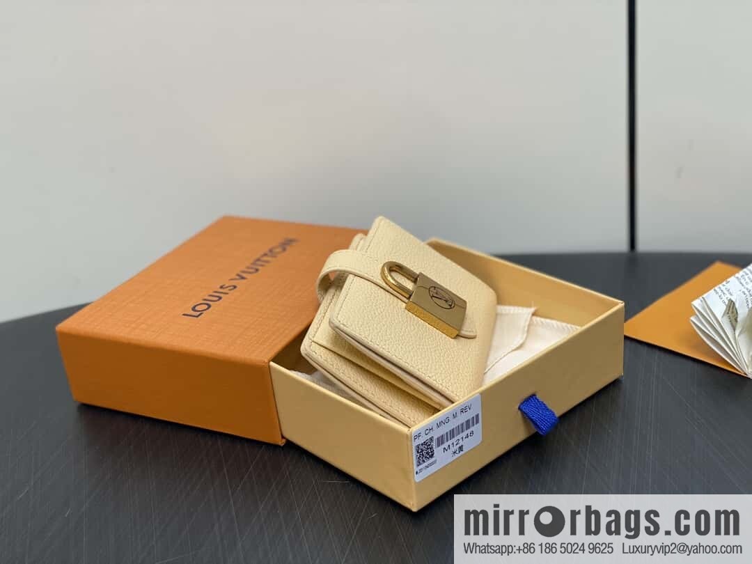 [Boutique‑grade] M12148 beige, full leather wallet series Portfoille Locky wallet