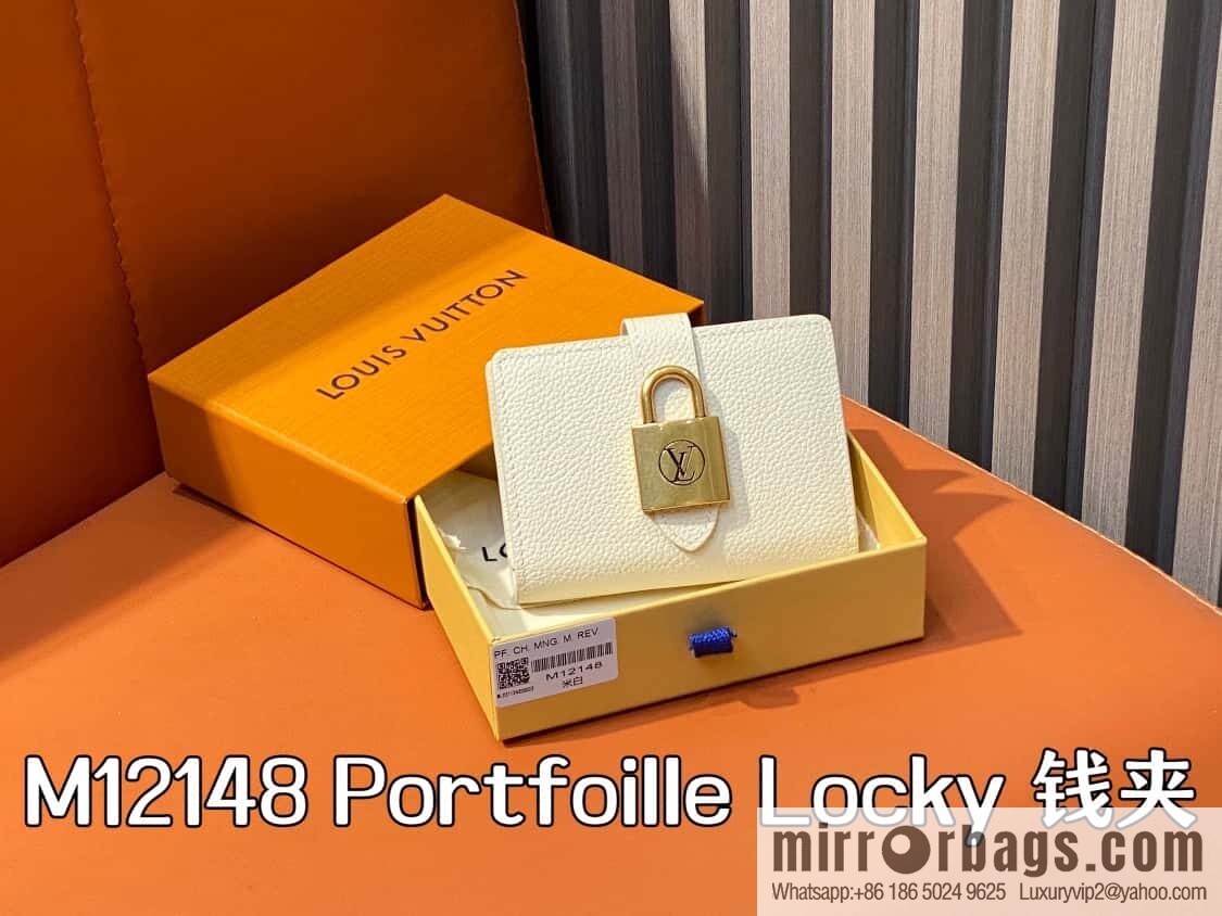 [Boutique‑grade] M12148 beige, full leather wallet series Portfoille Locky wallet