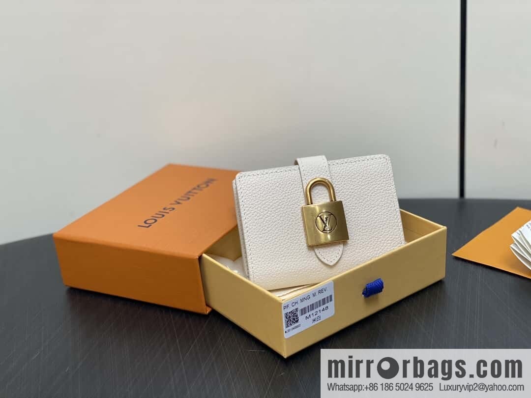 [Boutique‑grade] M12148 beige, full leather wallet series Portfoille Locky wallet