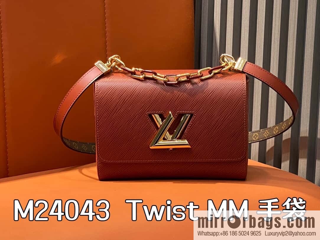 [Boutique‑grade] M24043 brown M24044 black, water ripple Twist series NEW Twist MM handbag