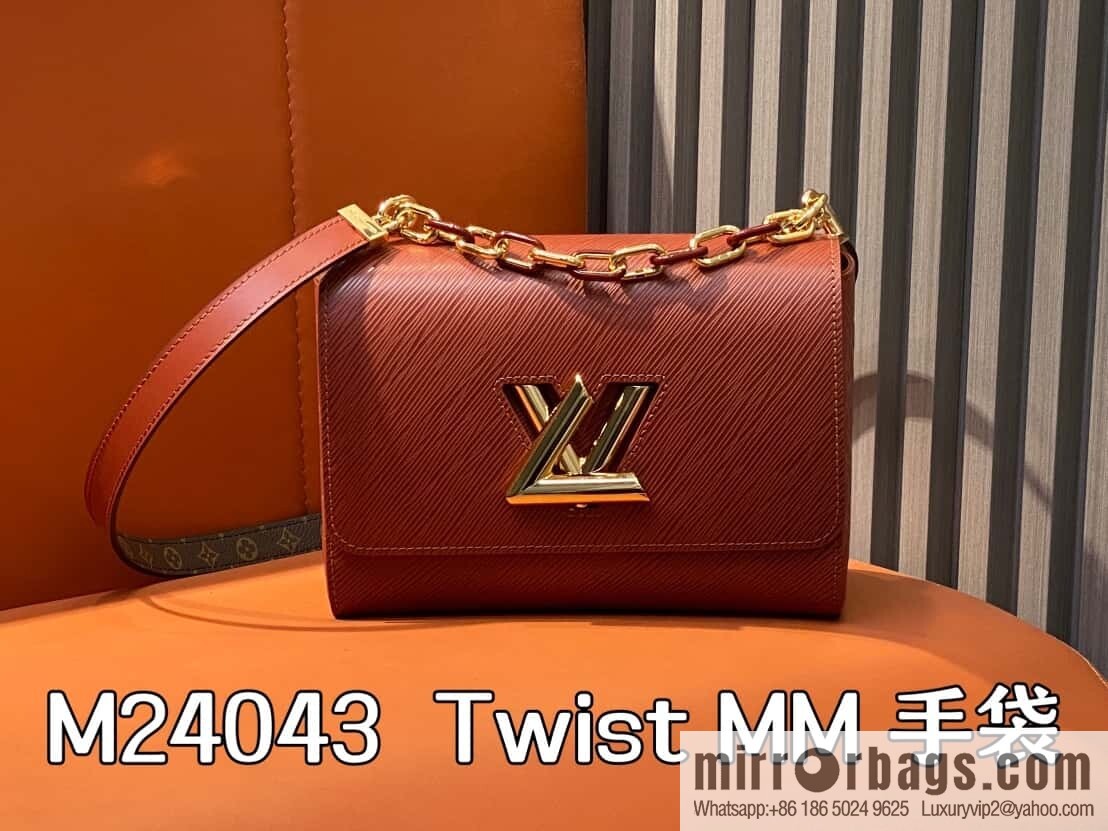 [Boutique‑grade] M24043 brown M24044 black, water ripple Twist series NEW Twist MM handbag