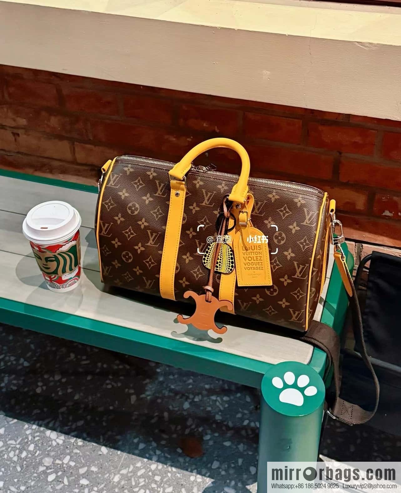 [Premium‑quality] M12765 presbyopia green, travel bag series KEEPALL BANDOULIZRE 35 handbag (colorful)