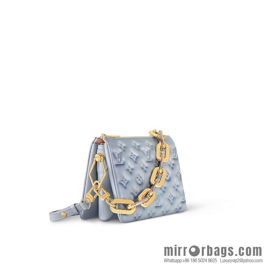 [Boutique‑grade] M24338 blue, full leather chain bag series, sheepskin Coussin BB handbag