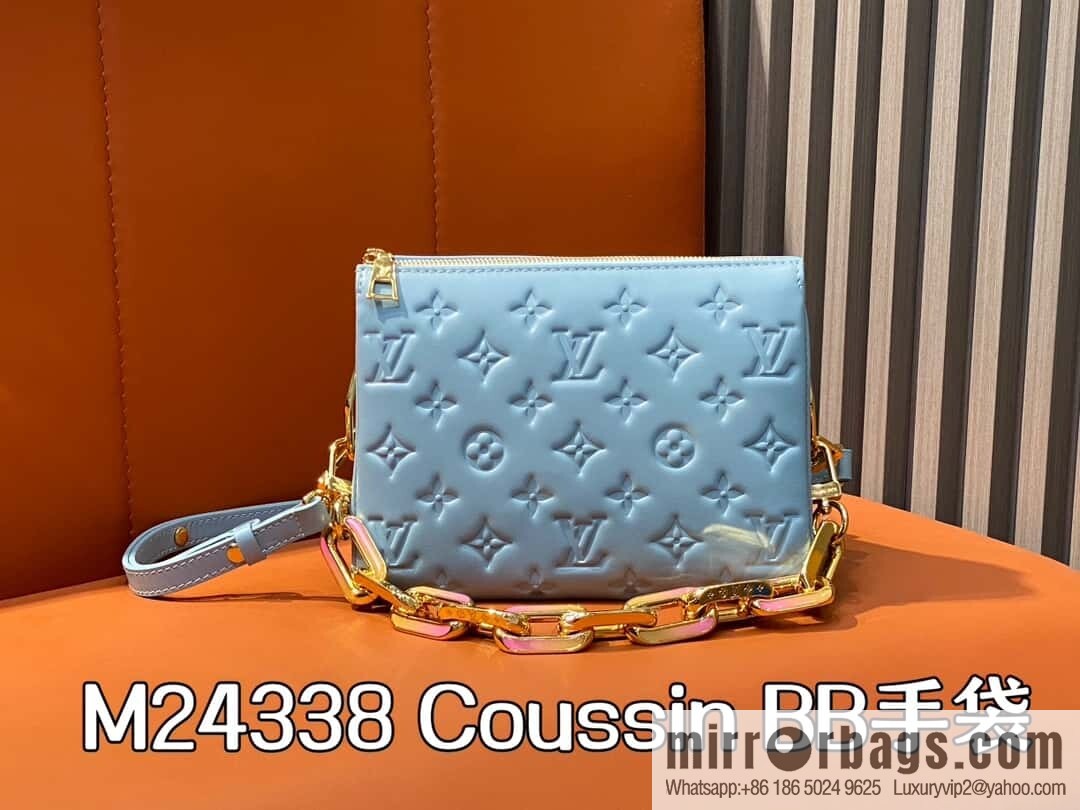 [Boutique‑grade] M24338 blue, full leather chain bag series, sheepskin Coussin BB handbag