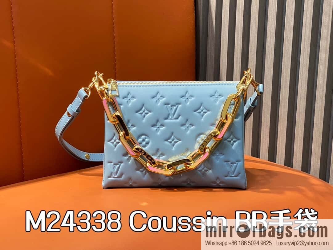[Boutique‑grade] M24338 blue, full leather chain bag series, sheepskin Coussin BB handbag