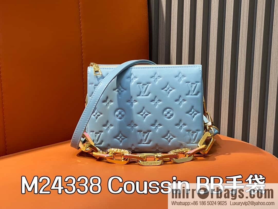[Boutique‑grade] M24338 blue, full leather chain bag series, sheepskin Coussin BB handbag