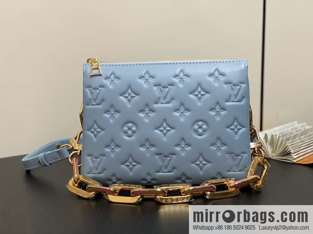 [Boutique‑grade] M24338 blue, full leather chain bag series, sheepskin Coussin BB handbag