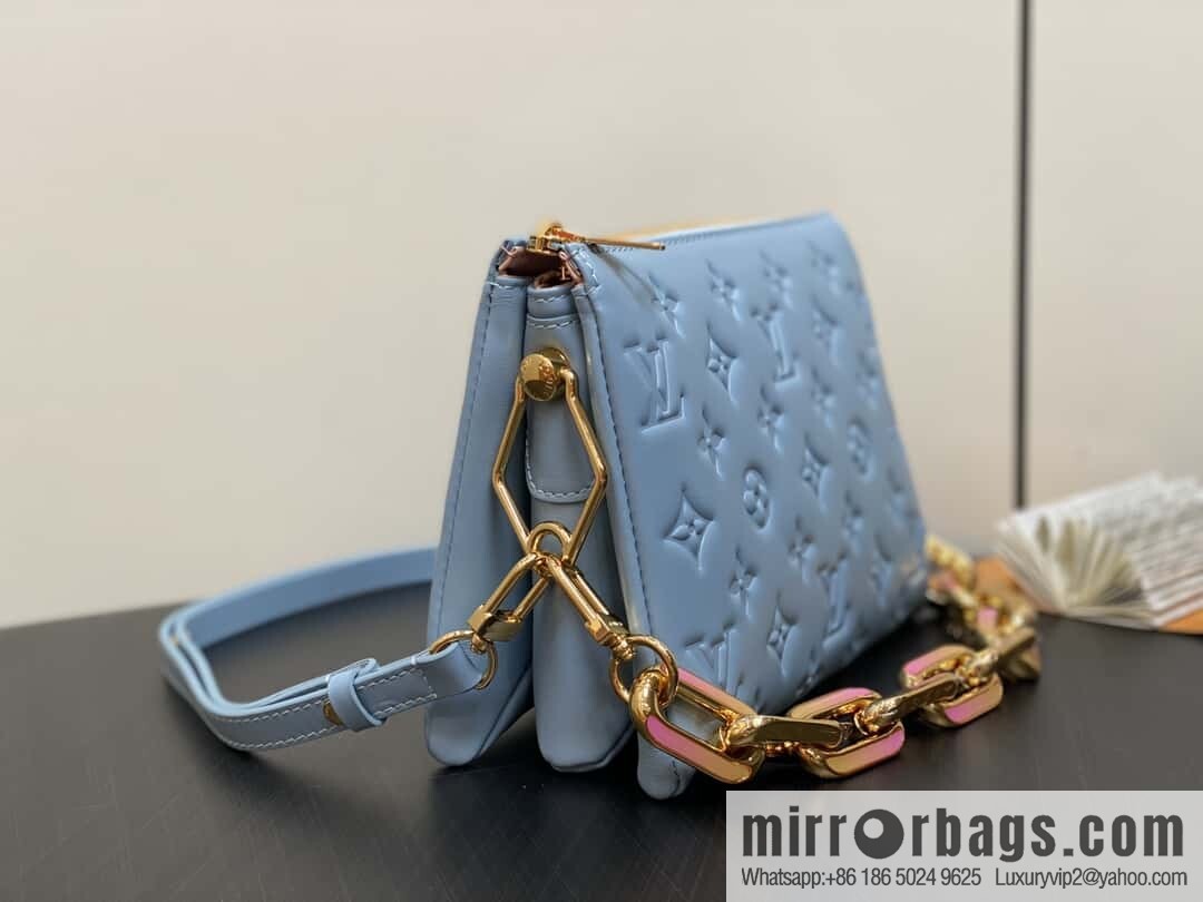 [Boutique‑grade] M24338 blue, full leather chain bag series, sheepskin Coussin BB handbag