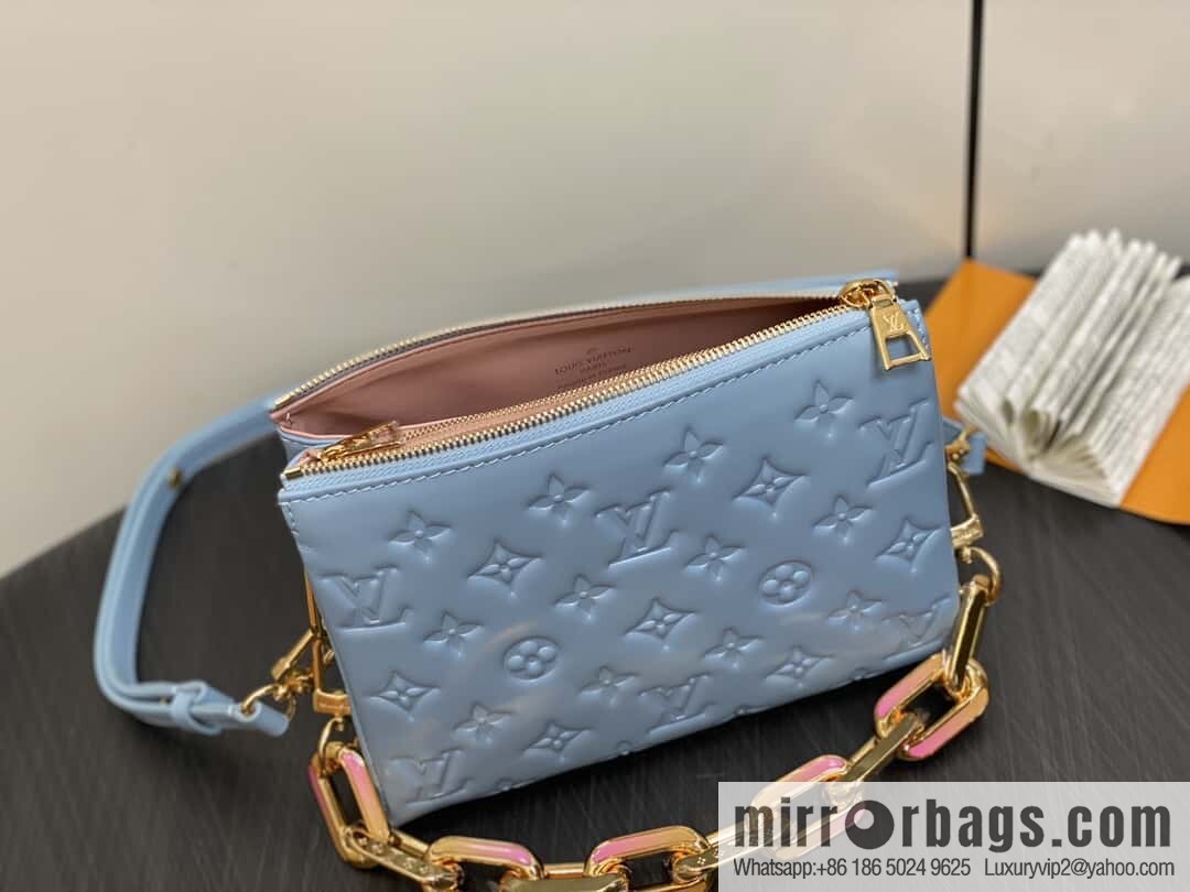 [Boutique‑grade] M24338 blue, full leather chain bag series, sheepskin Coussin BB handbag