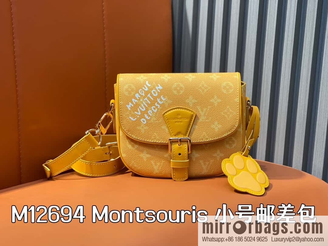 [Boutique‑grade] M12694 yellow silk screen, mailman bag series, this Montsouris small mailman bag.