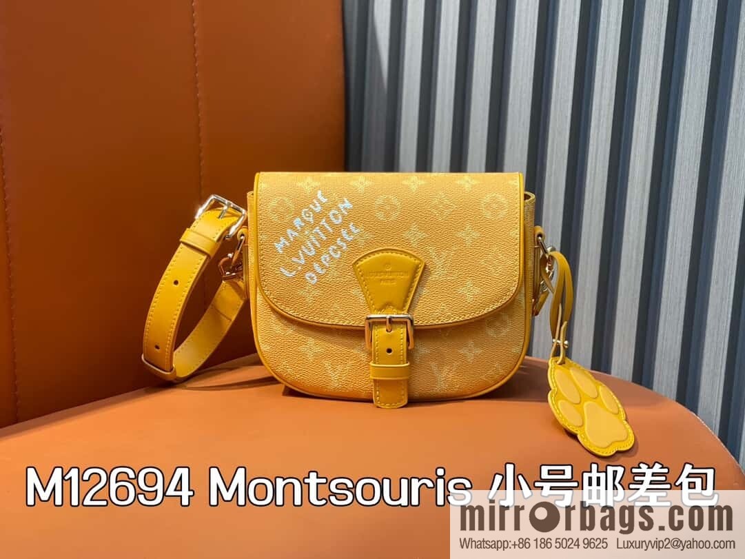 [Boutique‑grade] M12694 yellow silk screen, mailman bag series, this Montsouris small mailman bag.