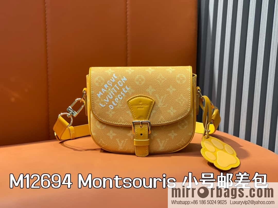 [Boutique‑grade] M12694 yellow silk screen, mailman bag series, this Montsouris small mailman bag.