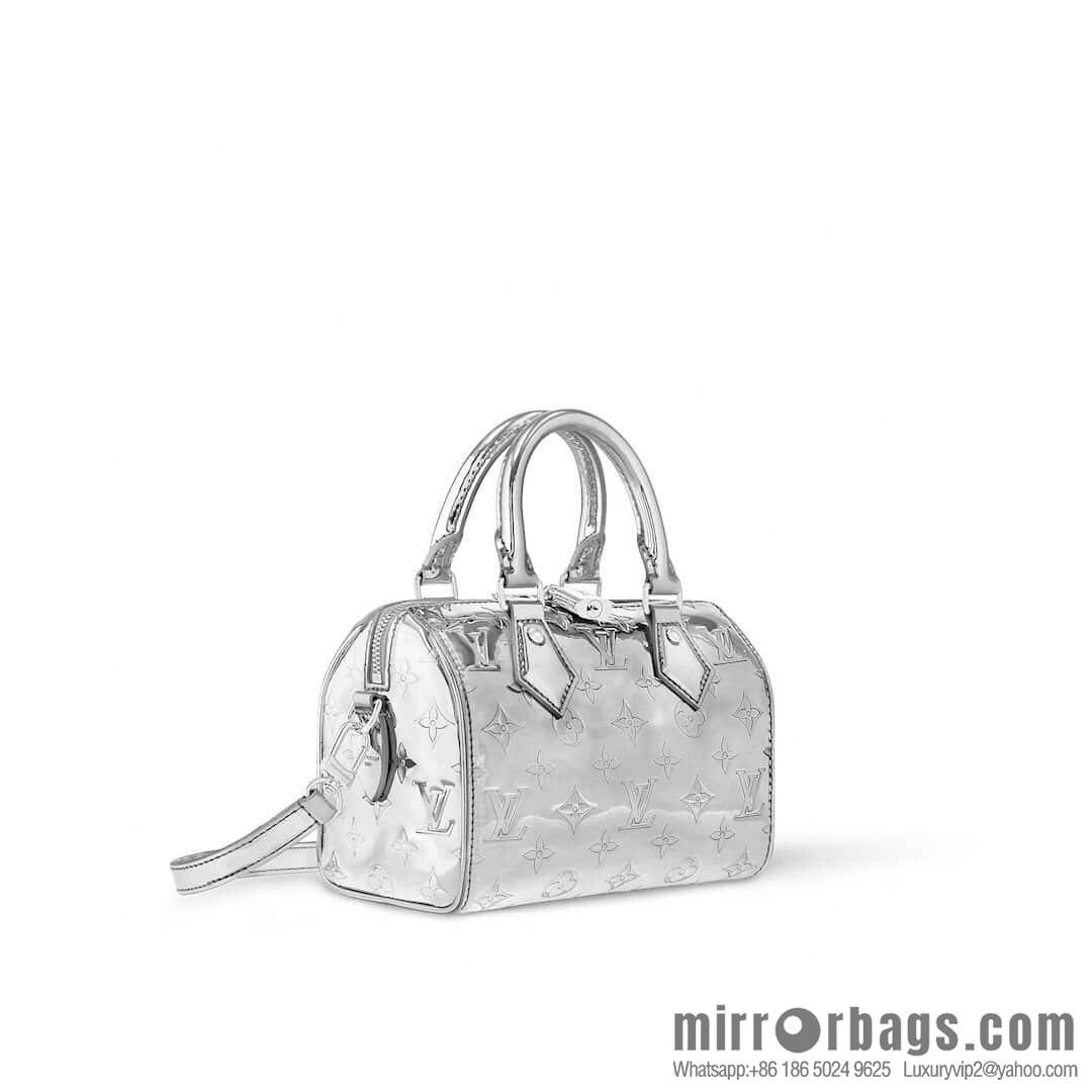 [Boutique‑grade] M11987 silver patent leather, pillow bag speedy series SPEEDY BANDOULIZRE 20 handbag