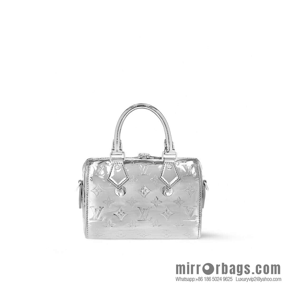 [Boutique‑grade] M11987 silver patent leather, pillow bag speedy series SPEEDY BANDOULIZRE 20 handbag