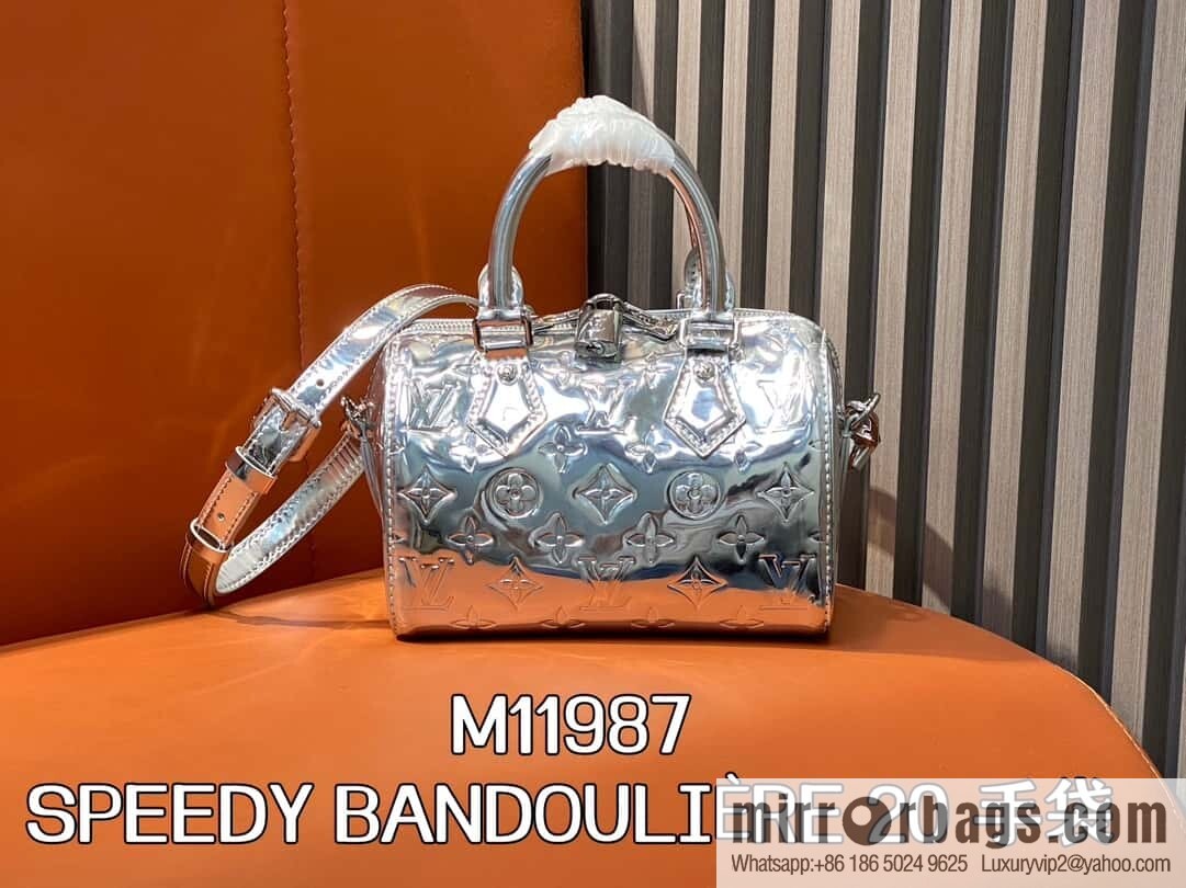 [Boutique‑grade] M11987 silver patent leather, pillow bag speedy series SPEEDY BANDOULIZRE 20 handbag