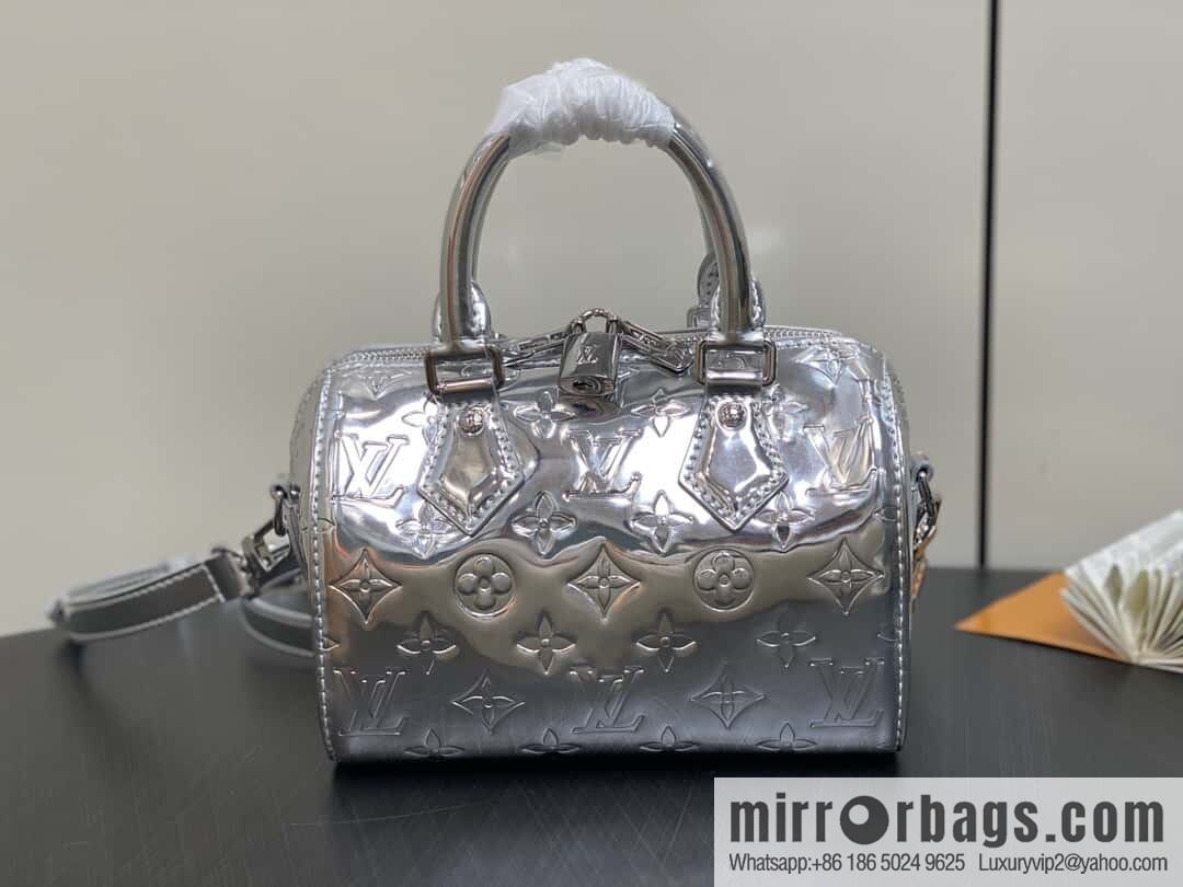 [Boutique‑grade] M11987 silver patent leather, pillow bag speedy series SPEEDY BANDOULIZRE 20 handbag