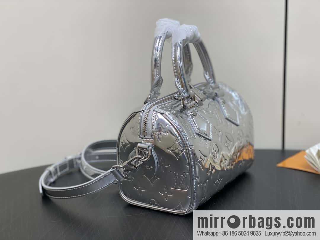 [Boutique‑grade] M11987 silver patent leather, pillow bag speedy series SPEEDY BANDOULIZRE 20 handbag