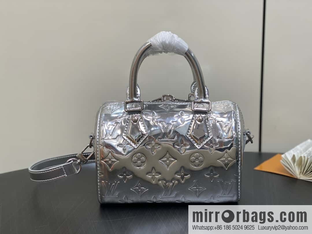 [Boutique‑grade] M11987 silver patent leather, pillow bag speedy series SPEEDY BANDOULIZRE 20 handbag