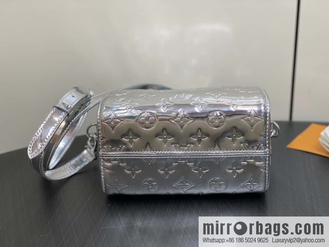 [Boutique‑grade] M11987 silver patent leather, pillow bag speedy series SPEEDY BANDOULIZRE 20 handbag