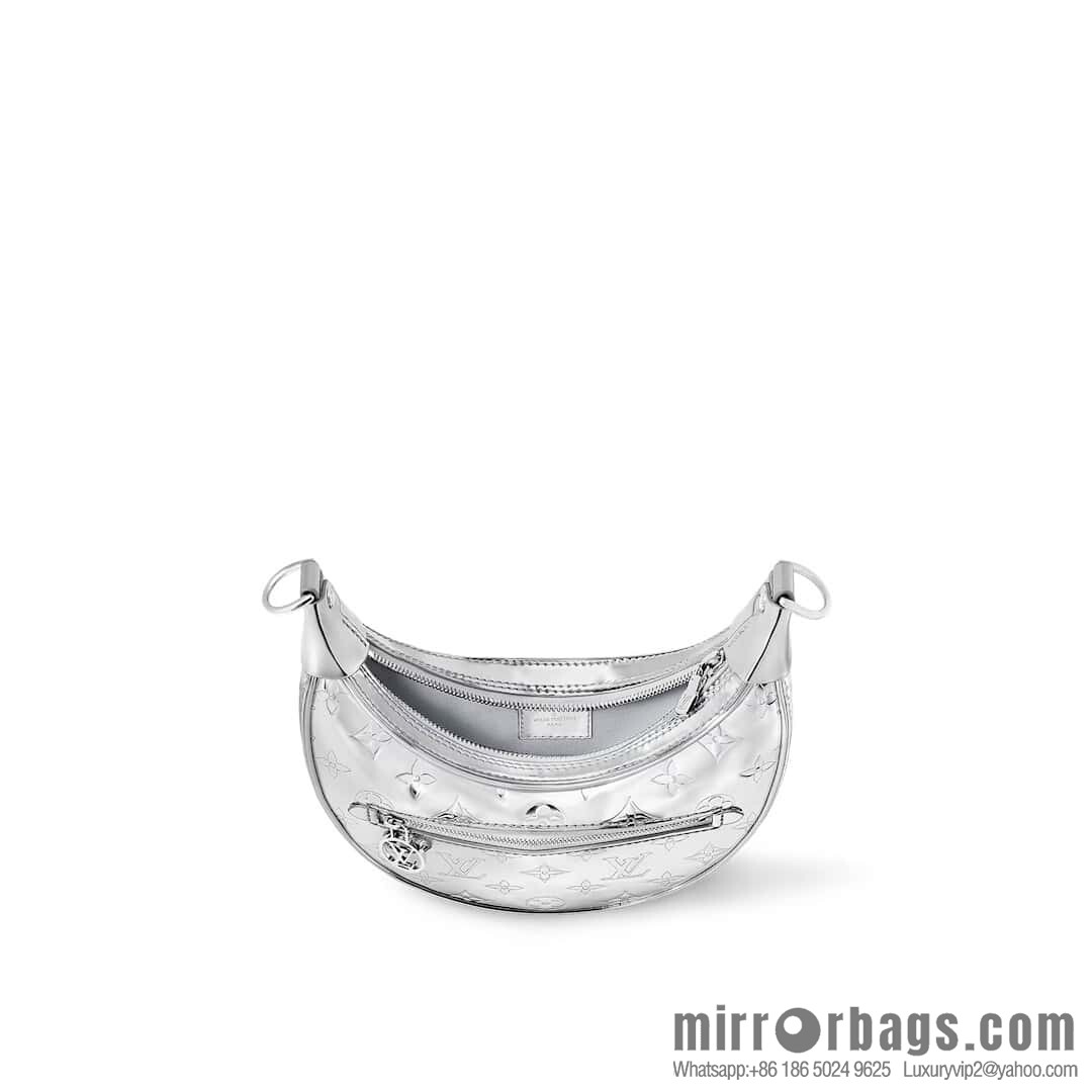 [Boutique‑grade] M11833 silver patent leather, chain moon bag series LOOP handbag