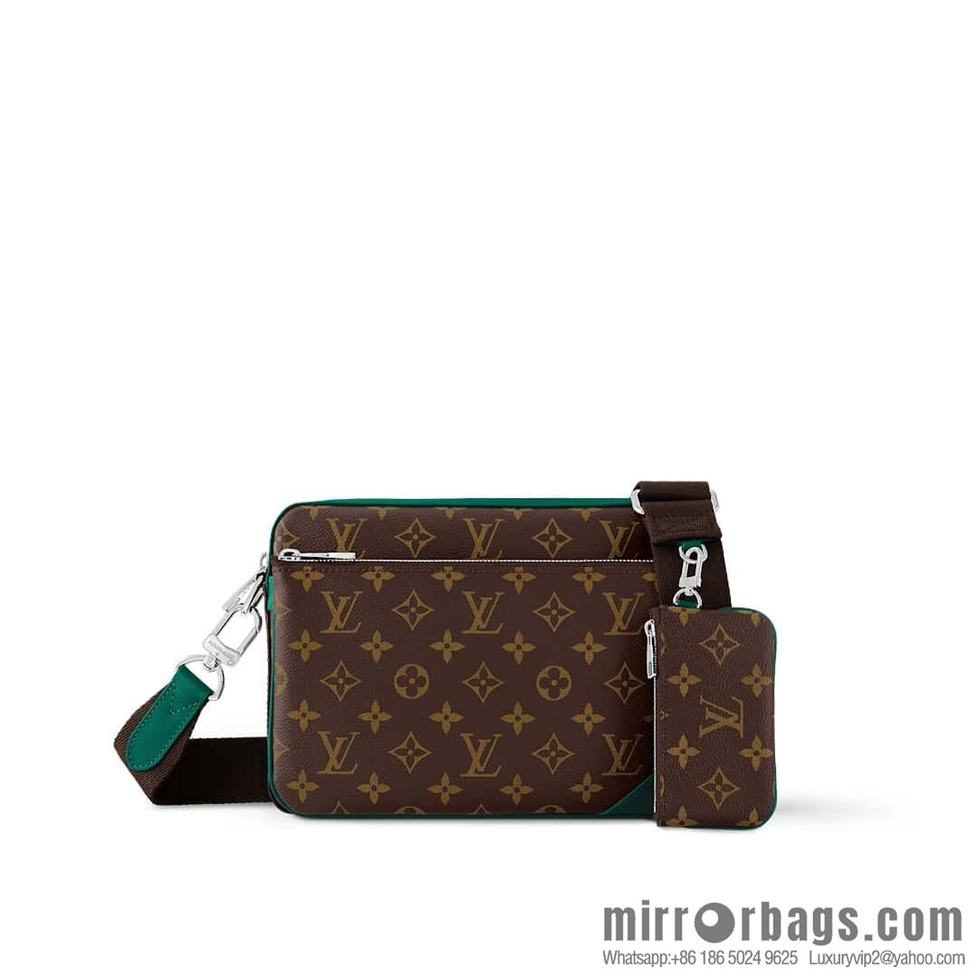 [Boutique‑grade] M12766 presbyopia/green, men's bag three-piece series TRIO messenger bag