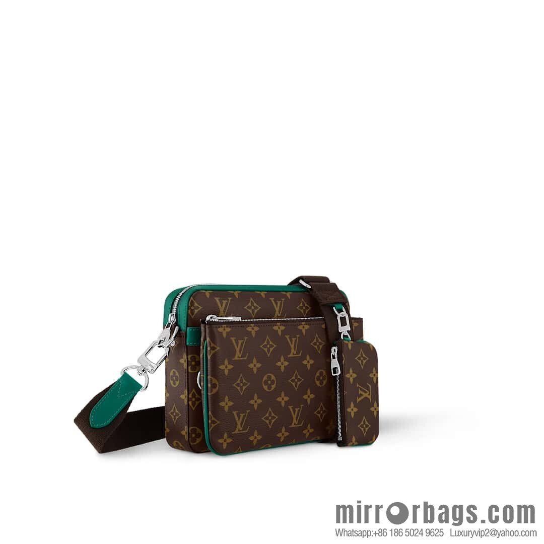 [Boutique‑grade] M12766 presbyopia/green, men's bag three-piece series TRIO messenger bag