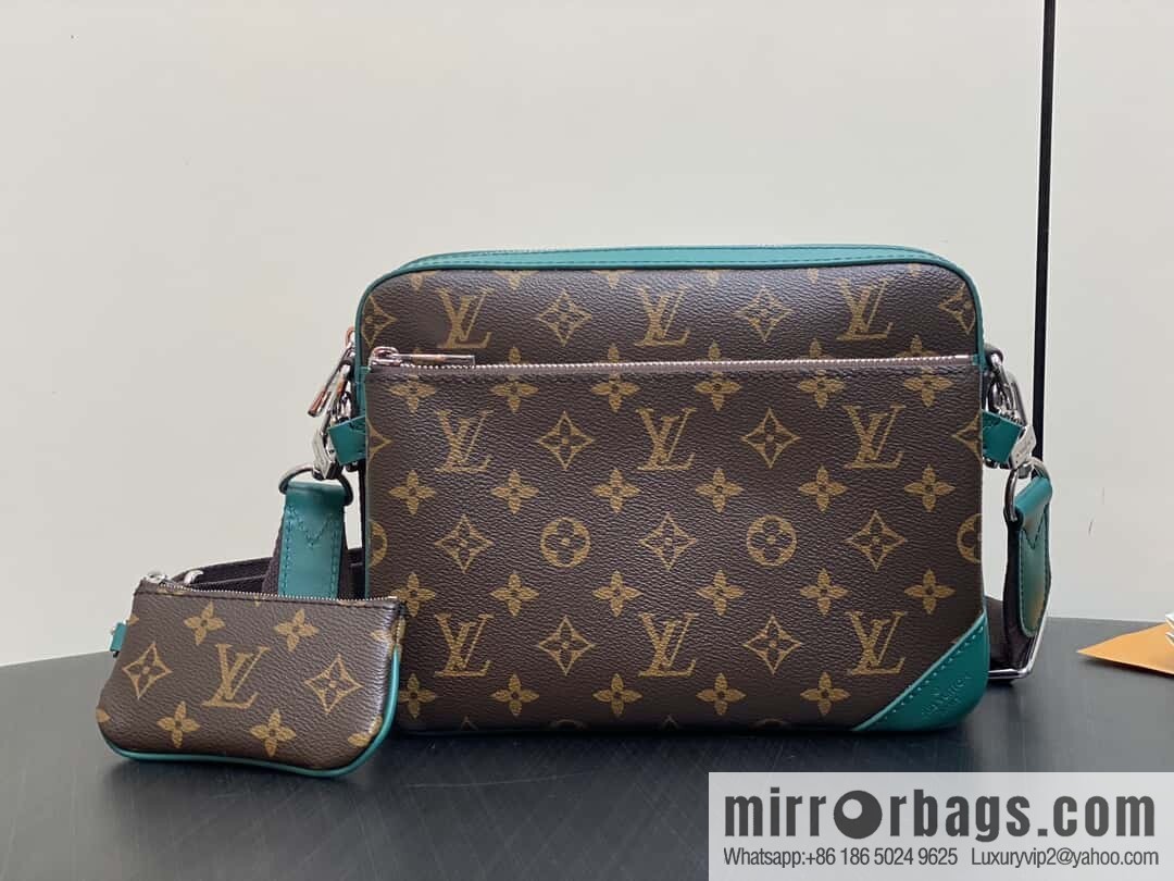 [Boutique‑grade] M12766 presbyopia/green, men's bag three-piece series TRIO messenger bag