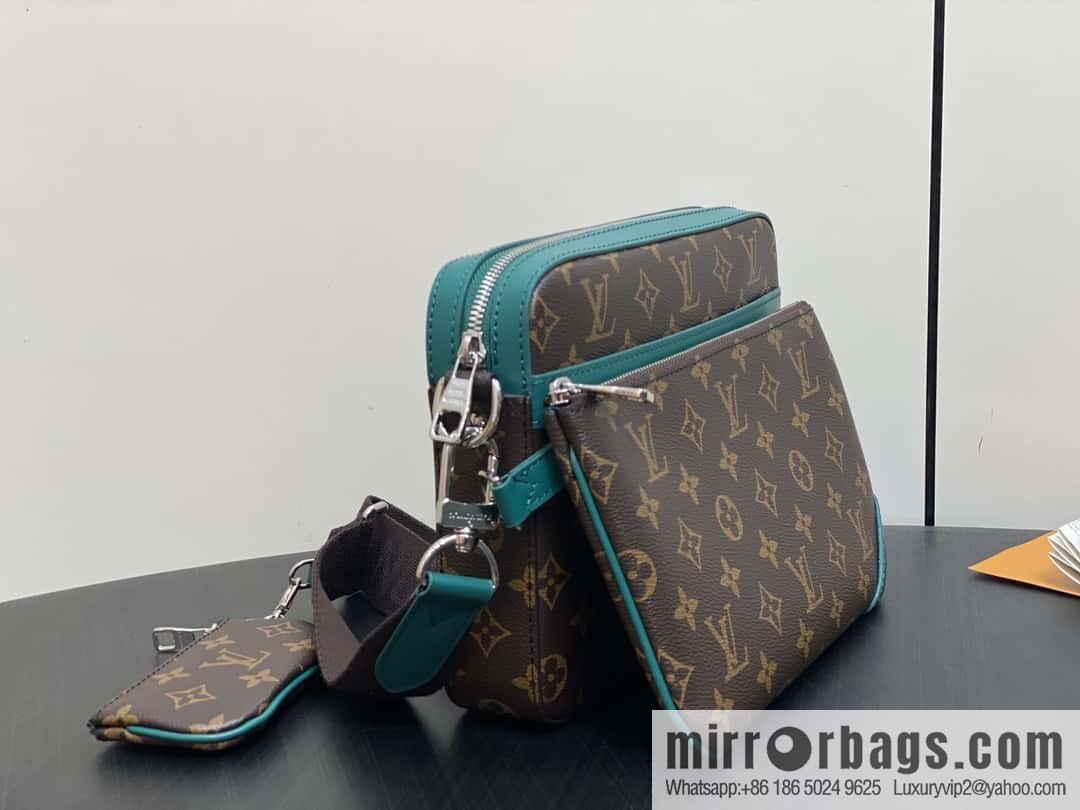 [Boutique‑grade] M12766 presbyopia/green, men's bag three-piece series TRIO messenger bag
