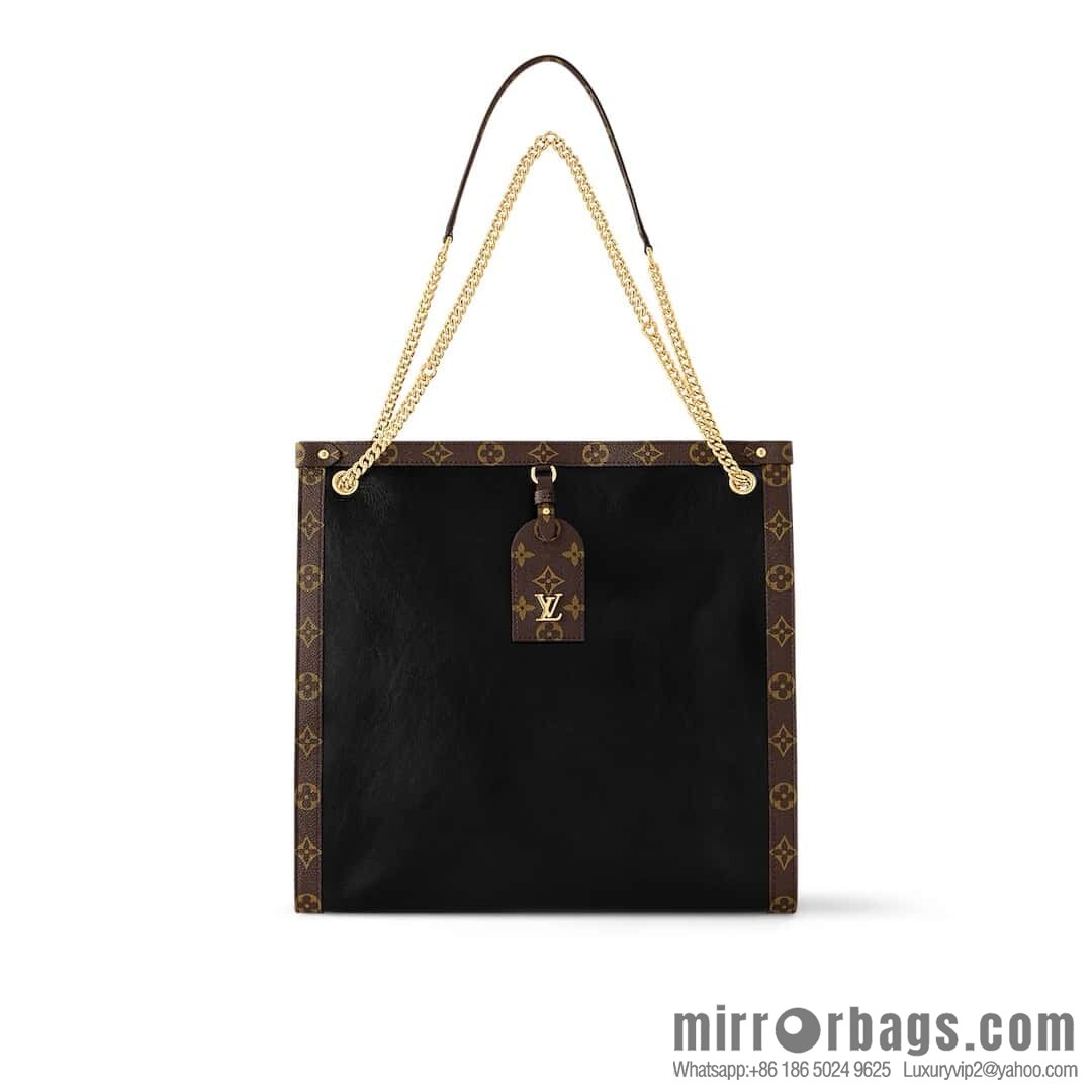 [Boutique‑grade] M13137 black/presbyopia, tote bag series Nova MM tote bag, black leather