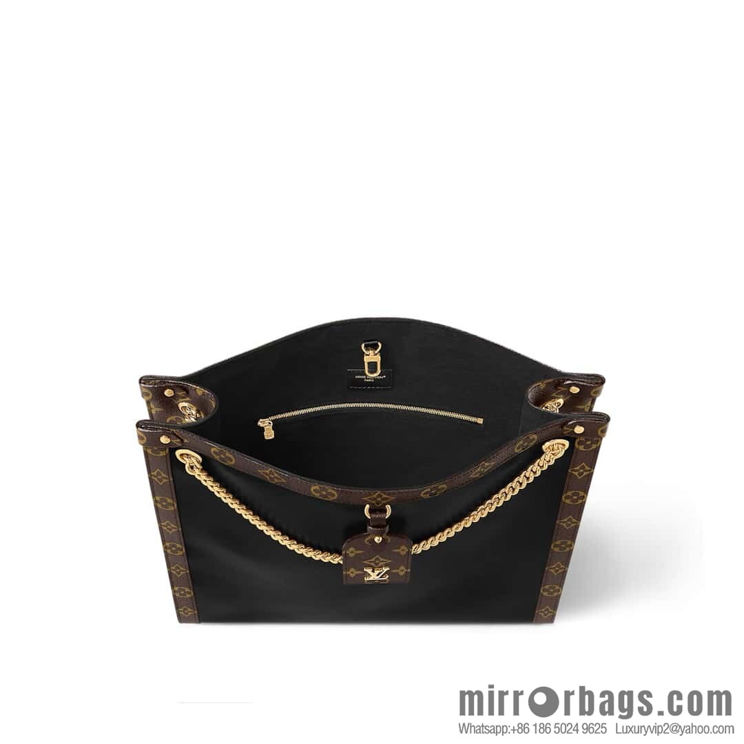[Boutique‑grade] M13137 black/presbyopia, tote bag series Nova MM tote bag, black leather