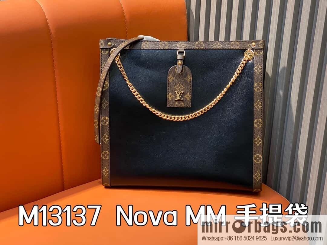 [Boutique‑grade] M13137 black/presbyopia, tote bag series Nova MM tote bag, black leather