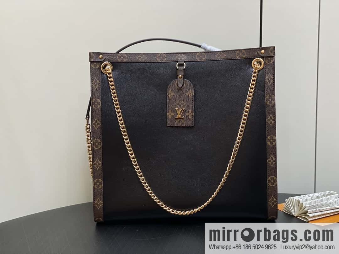 [Boutique‑grade] M13137 black/presbyopia, tote bag series Nova MM tote bag, black leather