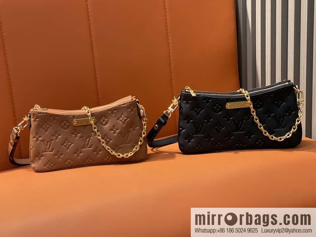 [Boutique‑grade] M83301 black M11916 brown, full leather embossed chain bag series Liv handbag