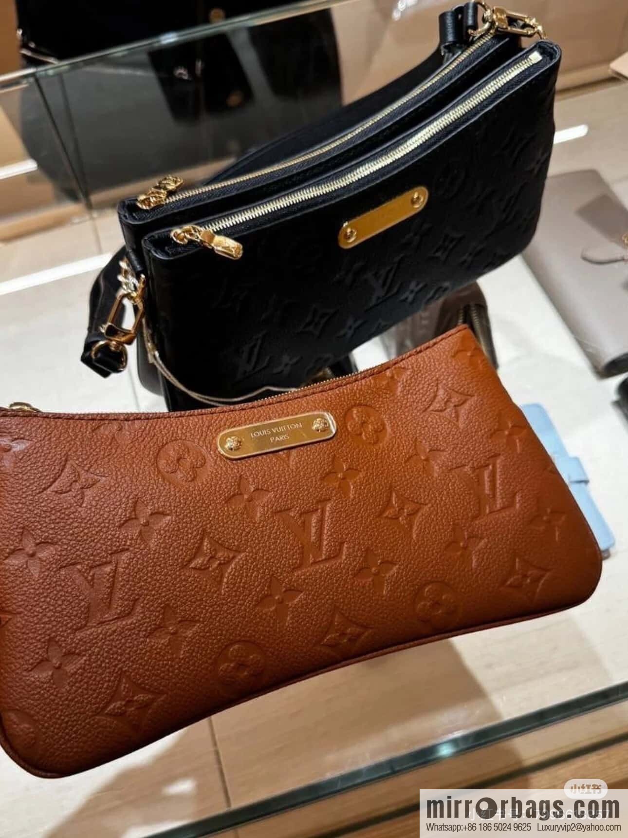 [Boutique‑grade] M11916 brown M83301 black, full leather embossed chain bag series Liv handbag