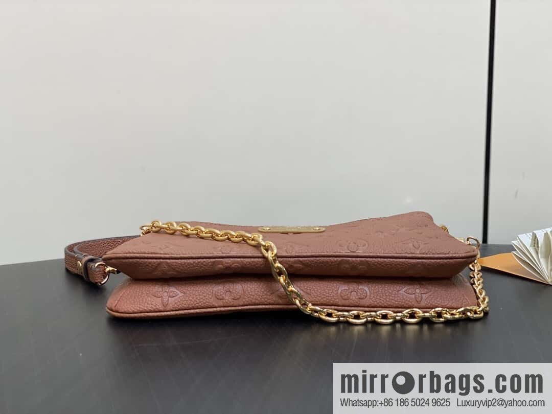 [Boutique‑grade] M11916 brown M83301 black, full leather embossed chain bag series Liv handbag