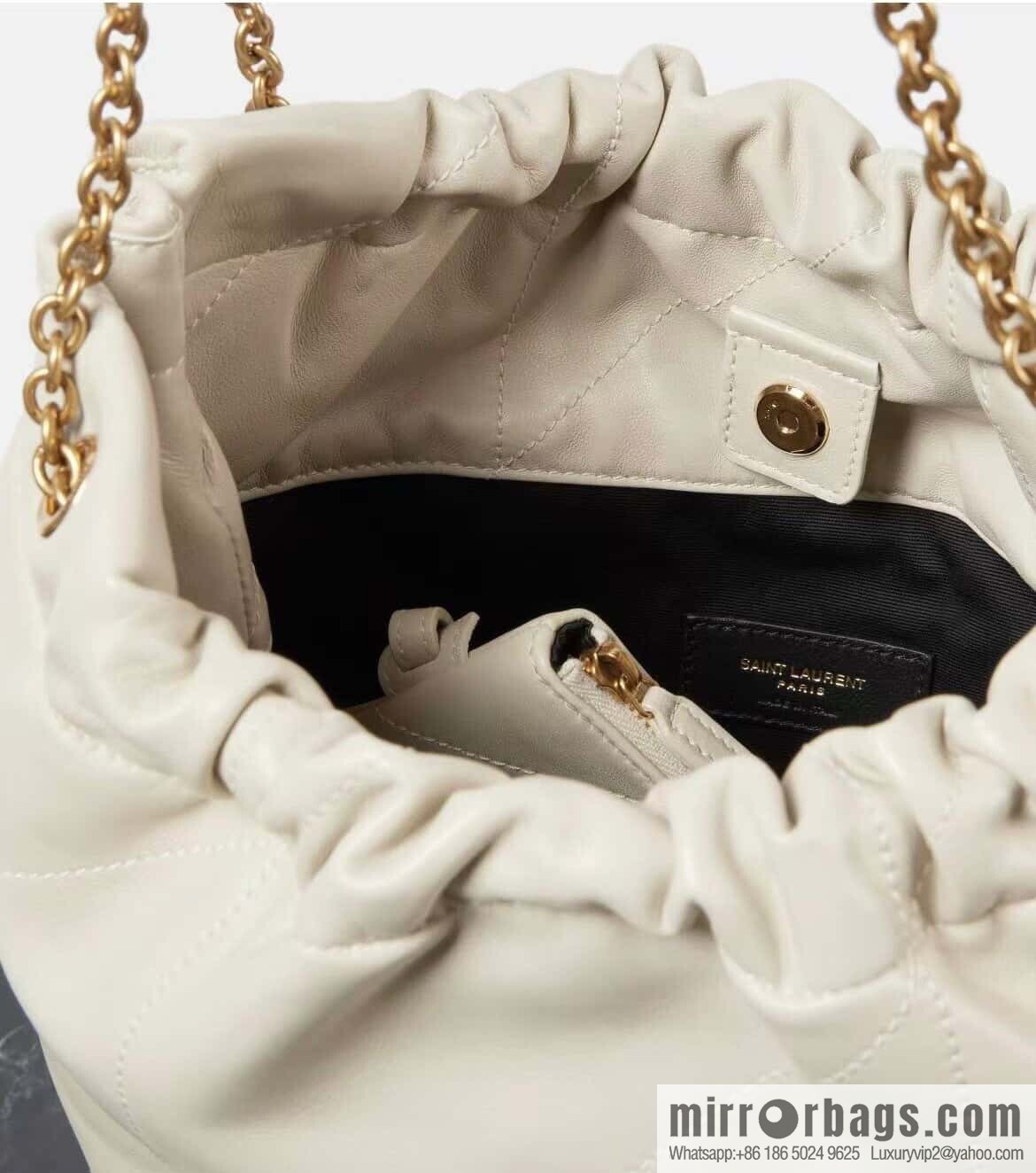 YSL 𝗝𝗔𝗠𝗜𝗘 𝟰.𝟯 𝗣𝗢𝗖𝗛𝗢𝗡 sheep leather clutch bag 781666 white