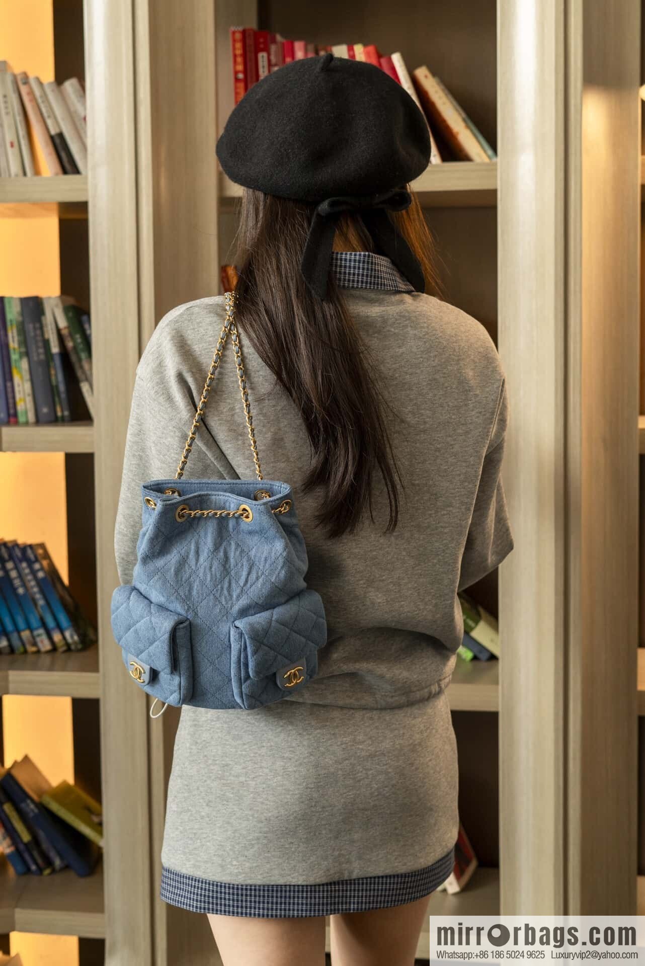 𝐂𝐡𝐚𝐧𝐞𝐥 𝟐𝟓𝐜 early spring, light denim backpack 🦋 AS5310