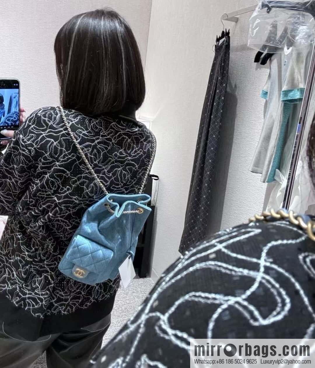 𝐂𝐡𝐚𝐧𝐞𝐥 𝟐𝟓𝐜 early spring, light denim backpack 🦋 AS5310