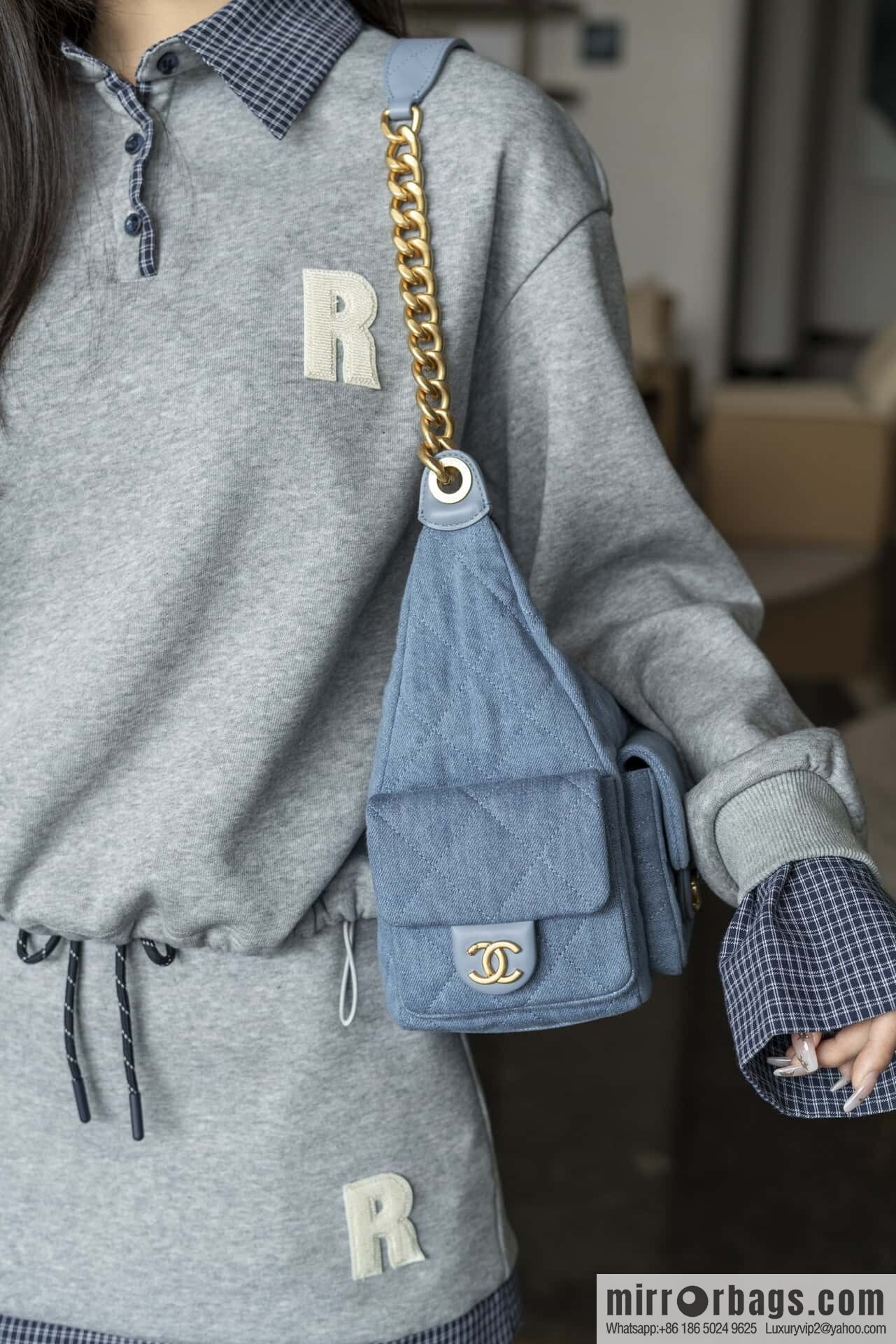 ππ‘ππ§ππ₯ πππ early spring multi pocket light denim large AS5302