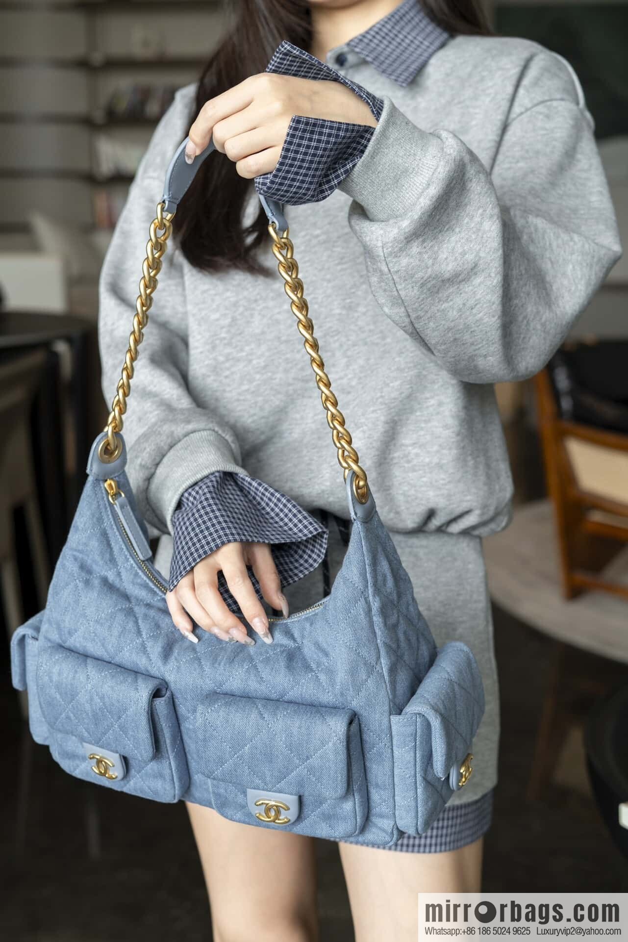 ππ‘ππ§ππ₯ πππ early spring multi pocket light denim large AS5302
