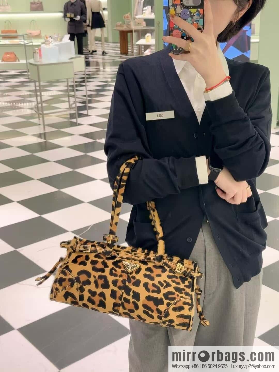 PRADA 🎉 LusSo lf printed leopard print 🎉 1BA426🎉🎉