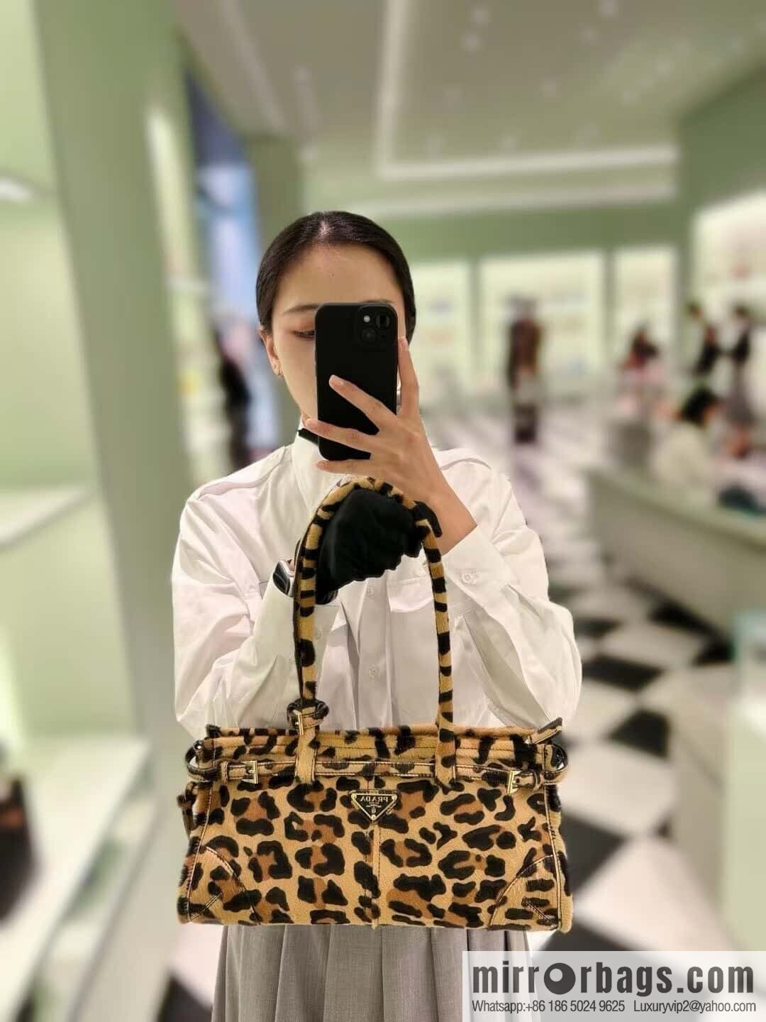 PRADA 🎉 LusSo lf printed leopard print 🎉 1BA426🎉🎉